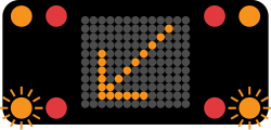 UK overhead motorway signal showing a diagonal arrow telling traffic to move into the lane on the left
