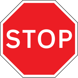 UK STOP sign: a red octagon with the word STOP in white capital letters