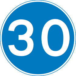 UK minimum speed sign: a blue circle with the number 30 in white